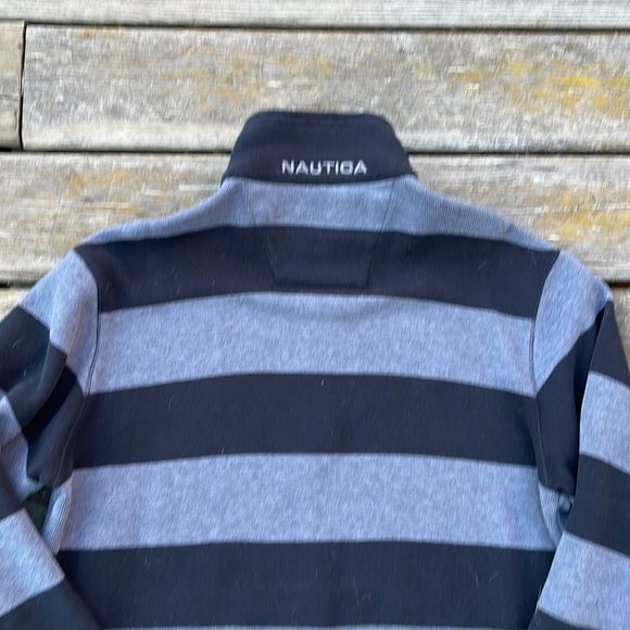 Nautica Men's Blue and Grey Quarter Zip Pullover - Picture 5 of 6